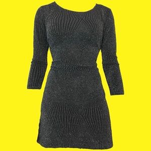 Long Sleeve Metallic Mid Dress